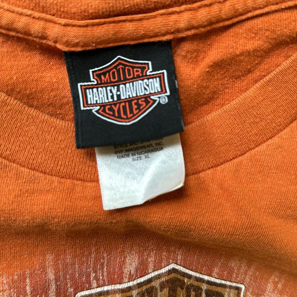 Harley-Davidson Orange Men’s Shirt with Lady Motorcycle - Picture 5 of 5